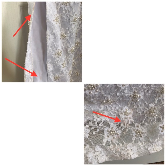 White Hand Beaded Lace Cheongsam QiPao Gown Short Sleeve Dress - Picture 2 of 5